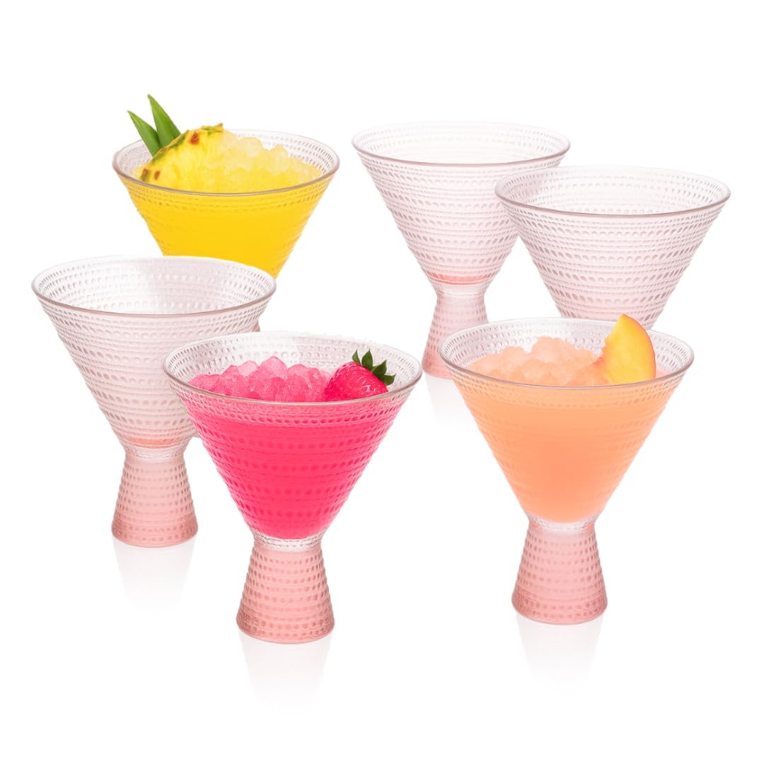 Pink & Clear 9oz Set of 6 Martini Glasses X473
