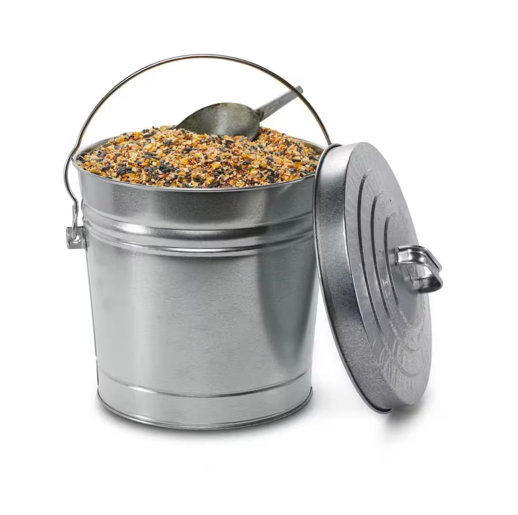 6 Gallon Galvanized Steel Round Trash Can with Locking Lid Q245