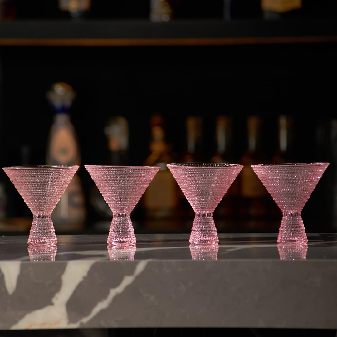 Pink & Clear 9oz Set of 6 Martini Glasses X473