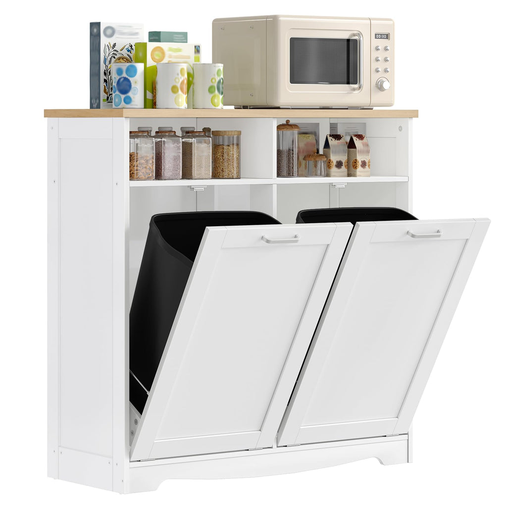 White Double Tilt Out Trash Can Cabinet F3031