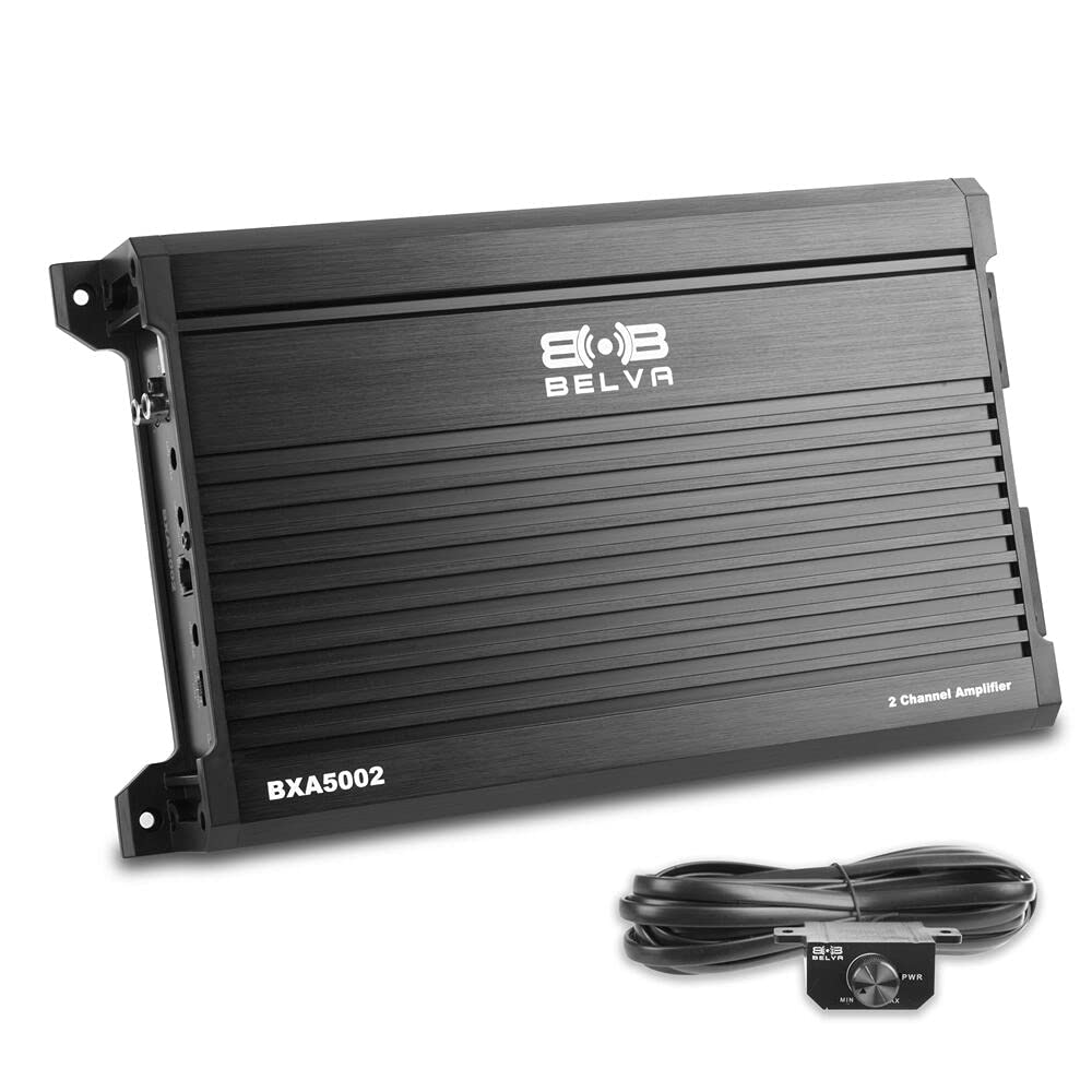500W Peak 2-Ohm Stable 2-Channel Car Audio Amplifier with Remote Subwoofer Level Control J524598
