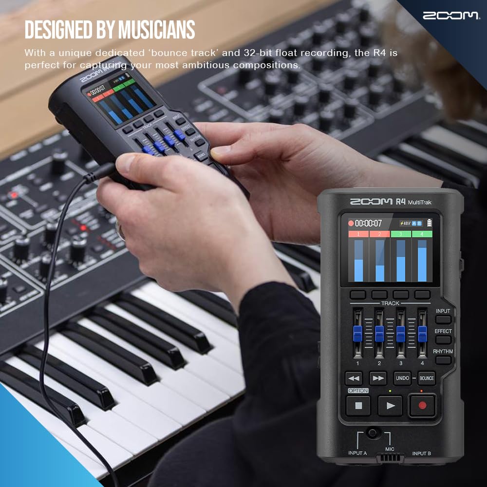 32-Bit Float 4-Track Recorder with Dual XLR/TS Inputs and Built-In Mic Q27714