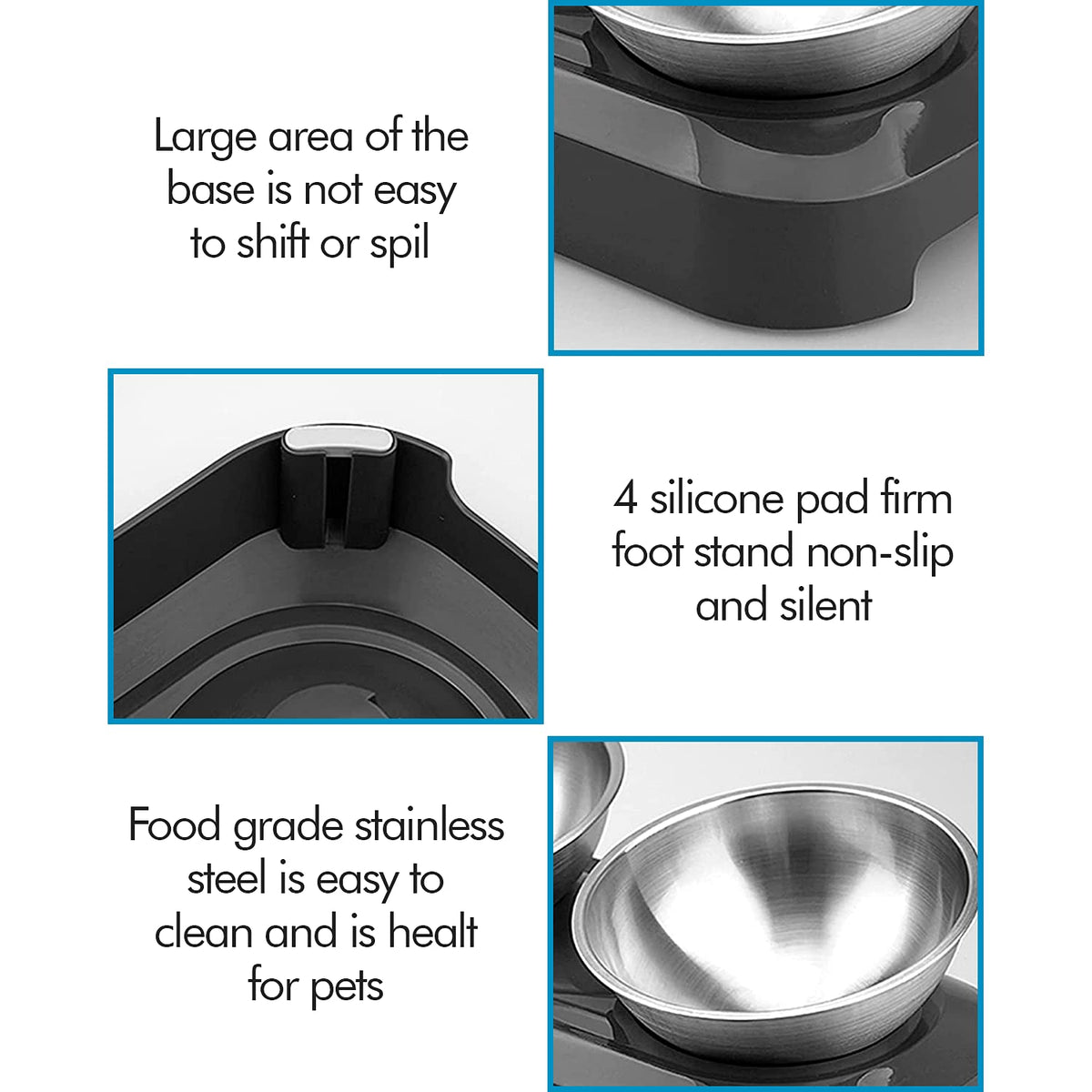 Angle Adjustable Stainless Steel Double Pet Bowl J732