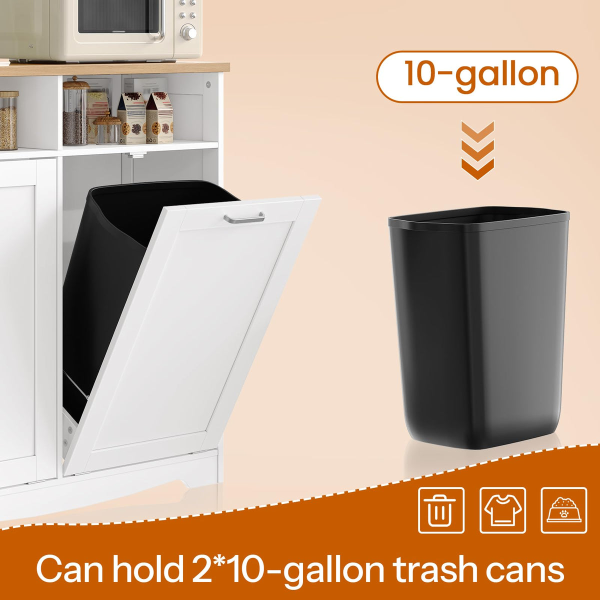 White Double Tilt Out Trash Can Cabinet F3031