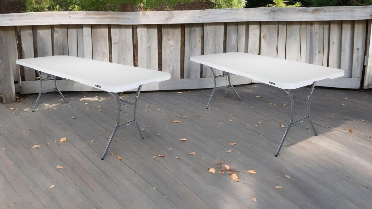 6-Foot Fold-in-Half Plastic Table, White Granite, 2 Pack C55190