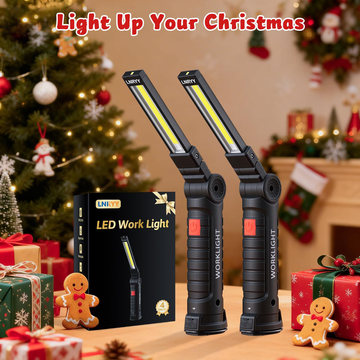 4 Pack Rechargeable Magnetic LED Work Light J700772