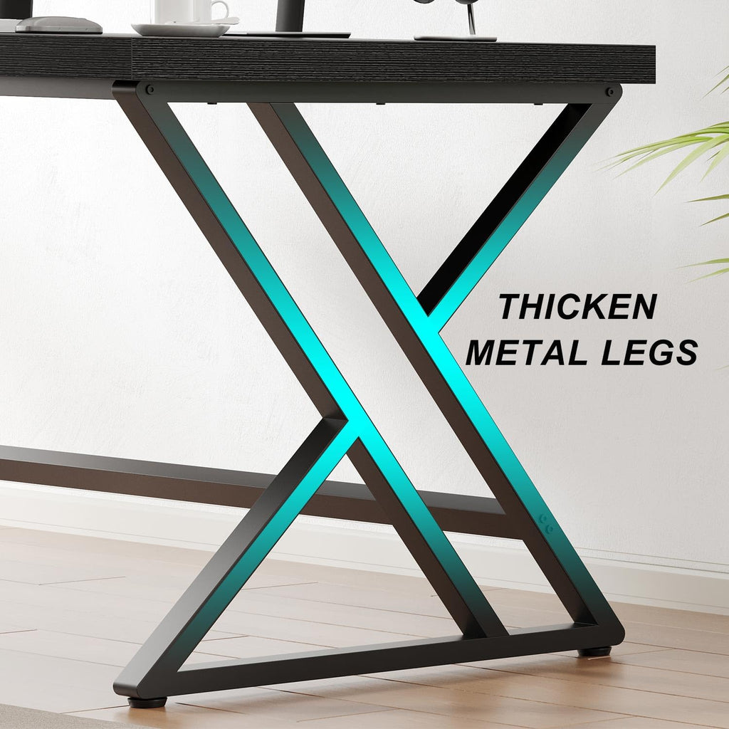 Black 47 Inch Metal and Wood Computer Desk C15416