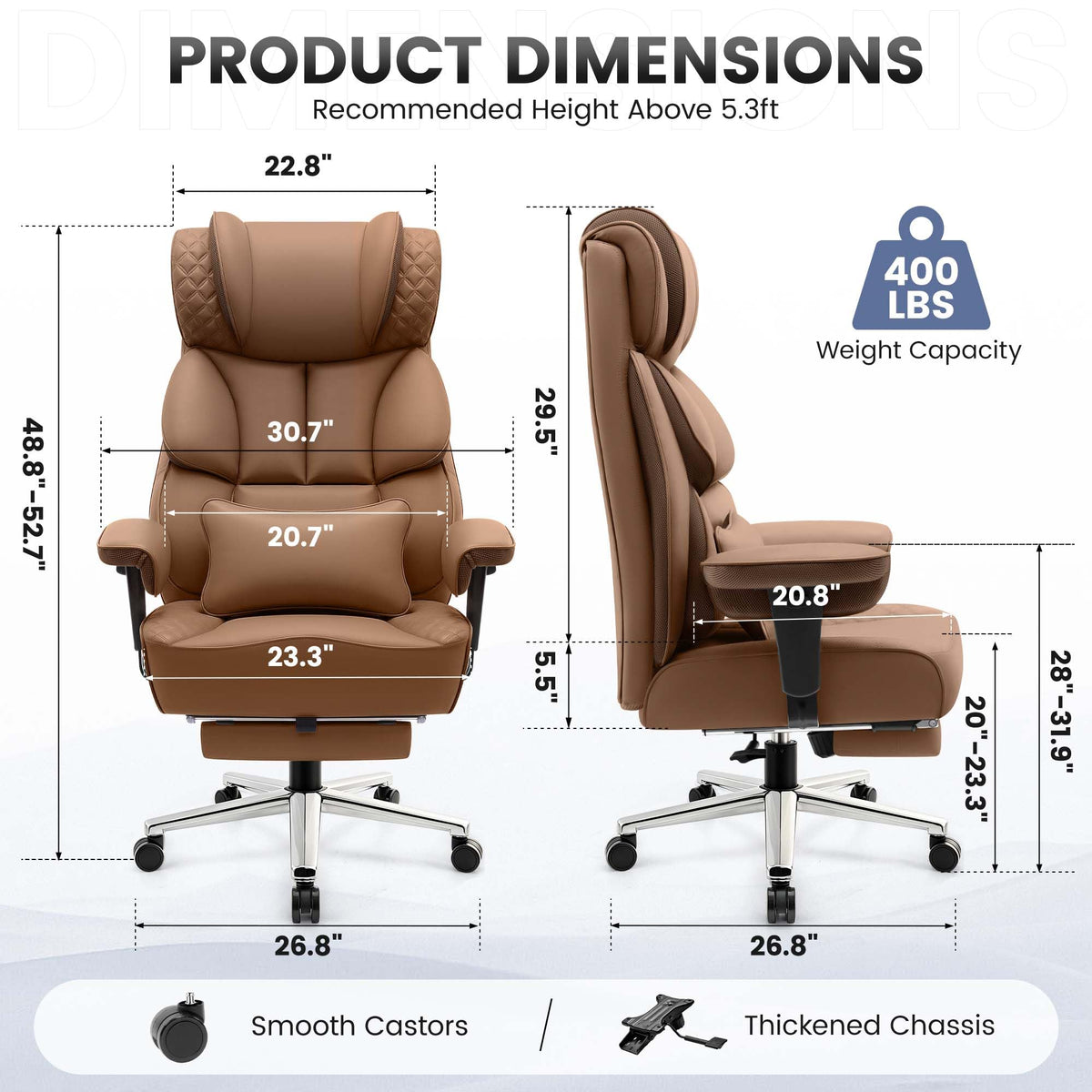Big and Tall Leather Gaming Chair with Footrest U29164