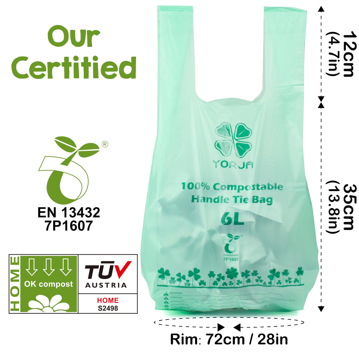 1.6 Gallon Compostable Kitchen Trash Bags D508