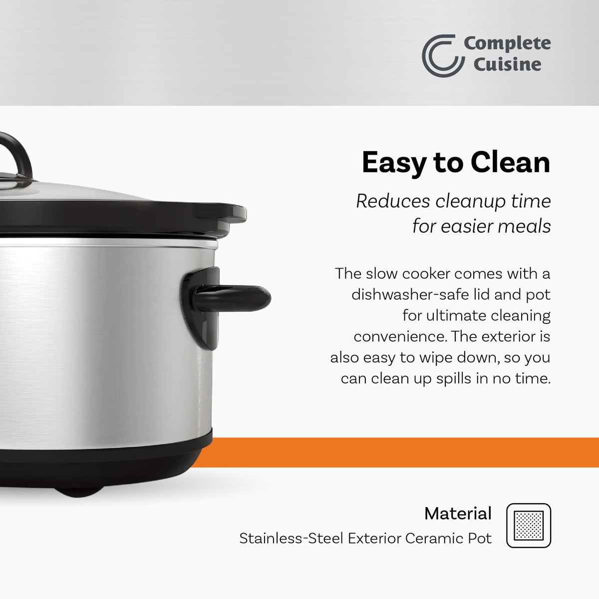 7-Quart Oval Stainless-Steel Slow Cooker W238542