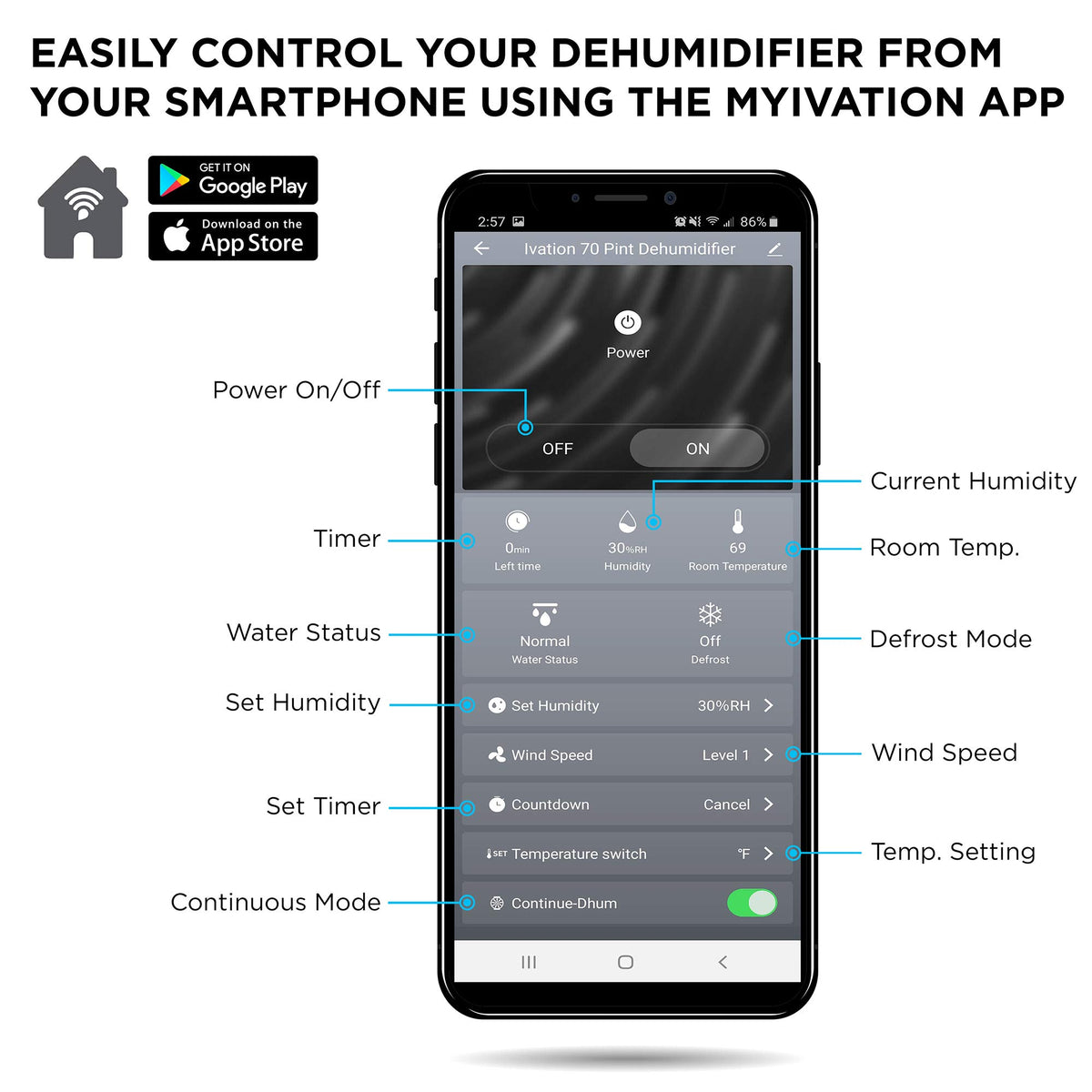 50 Pint Smart Wi-Fi Dehumidifier with Hose V899