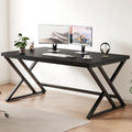 Black 47 Inch Metal and Wood Computer Desk C15416
