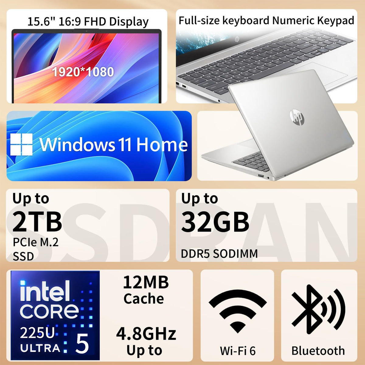 15.6" FHD Touchscreen Intel Core Ultra 5 Laptop K192253