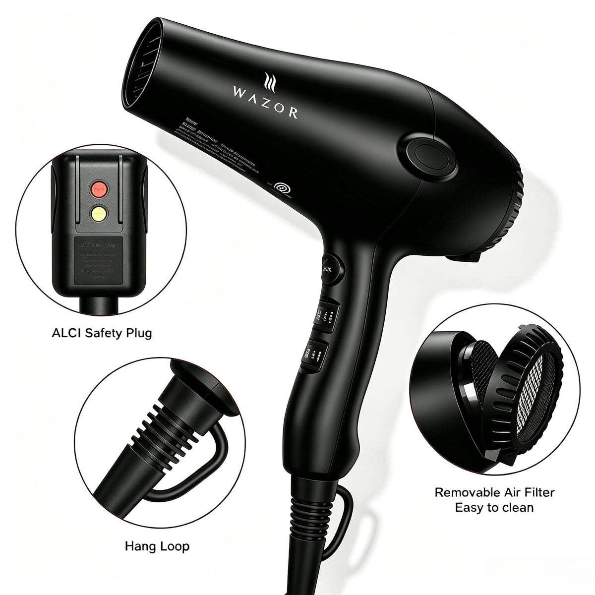 1875W Ionic Hair Dryer with Diffuser and Concentrator Q47653