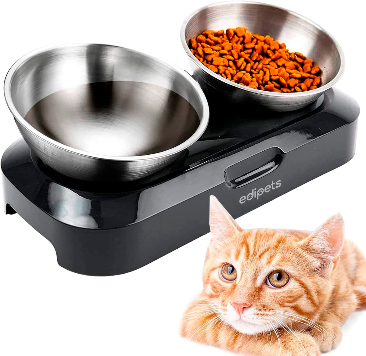 Angle Adjustable Stainless Steel Double Pet Bowl J732