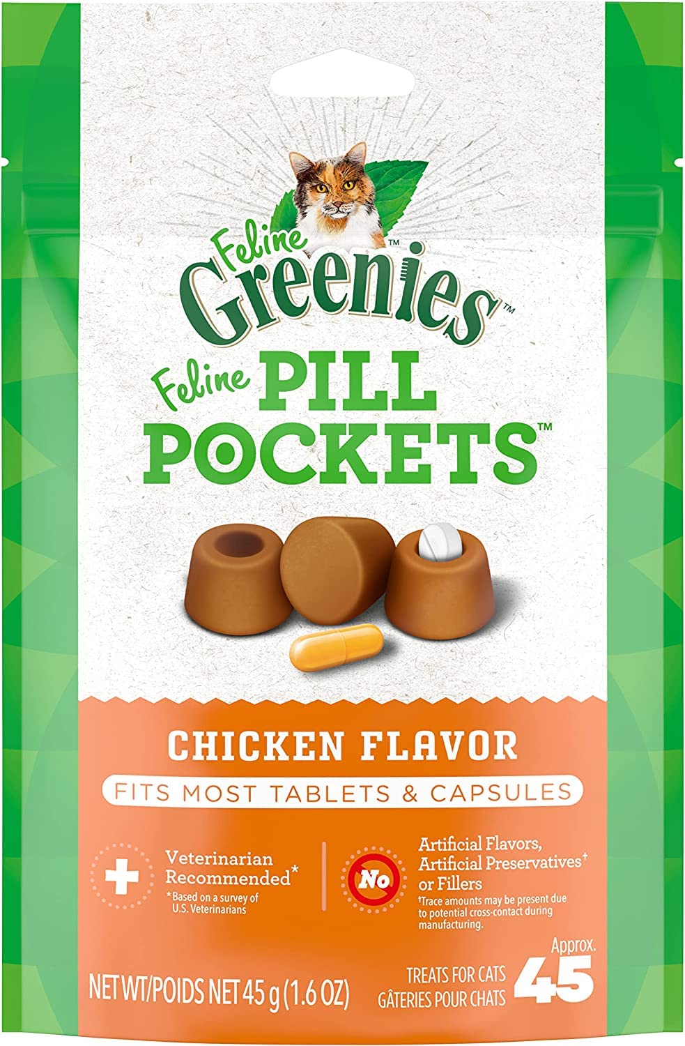 Chicken Flavor Cat Treats 1.6 oz 45 Count Pack of 6 O162