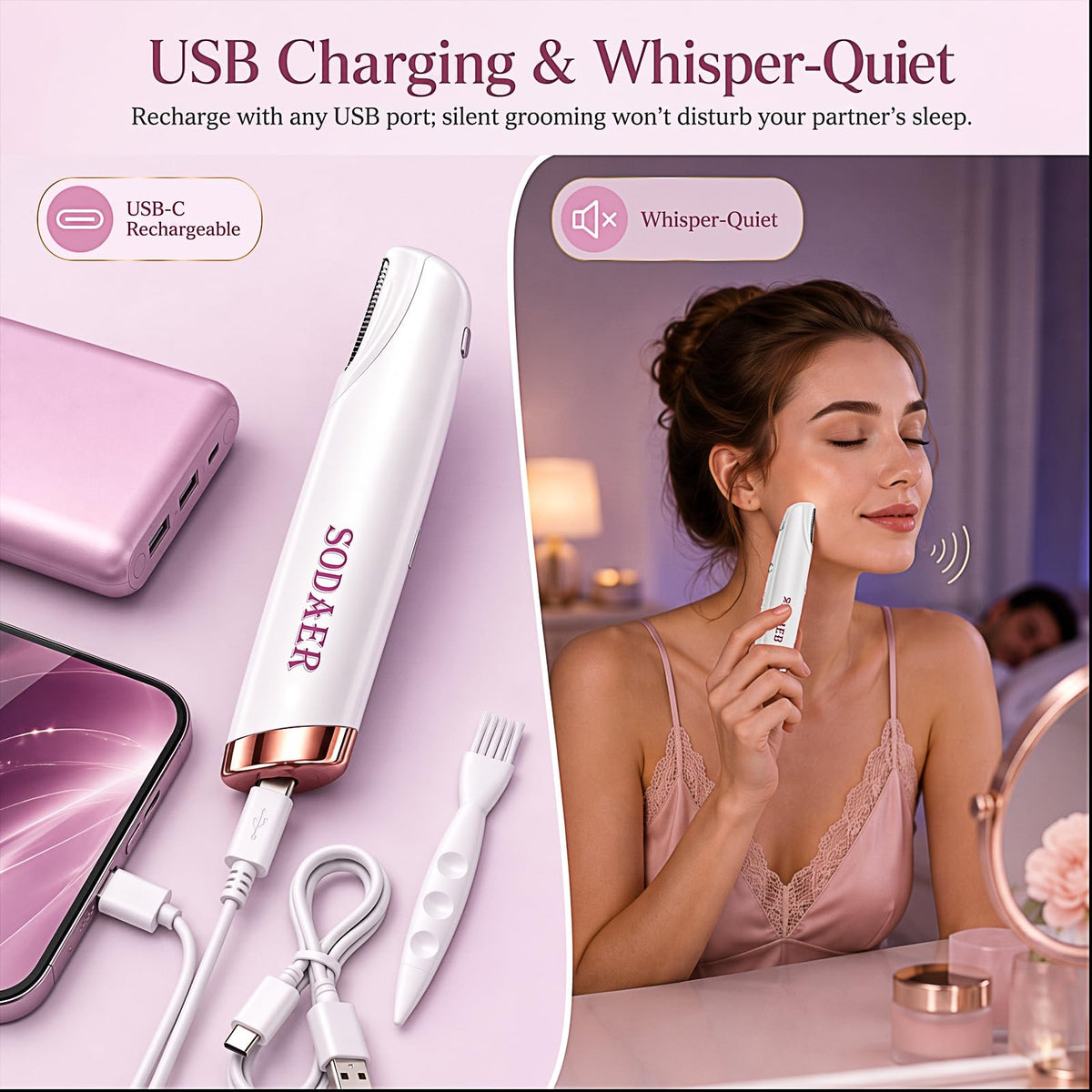 Facial Hair Remover with LED Light W8622