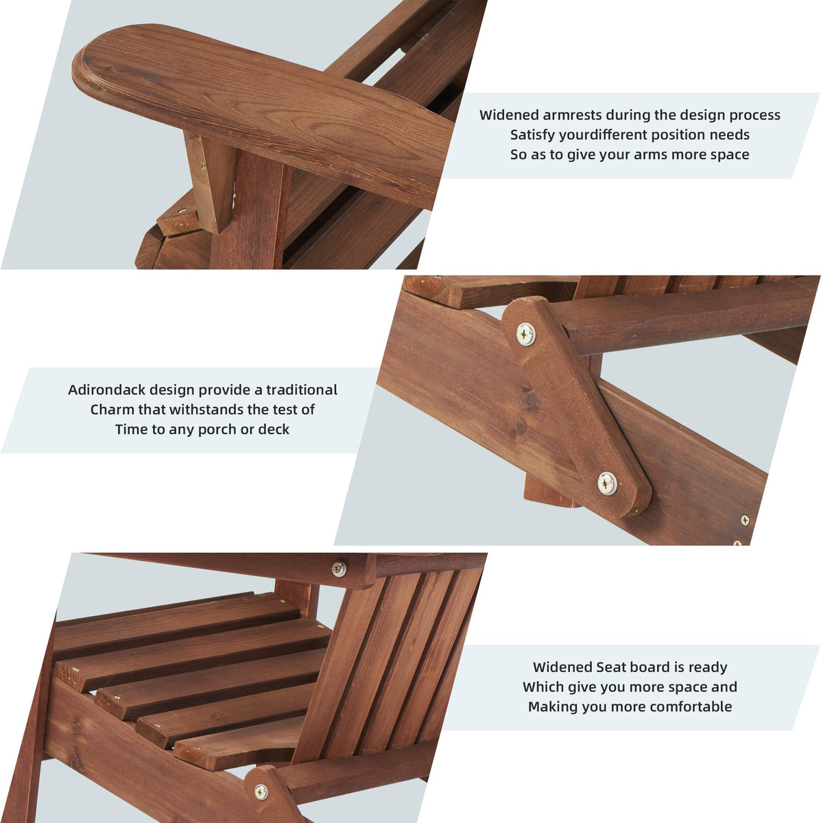 Folding Adirondack Chairs Set of 2 Solid Cedar Wood Y803
