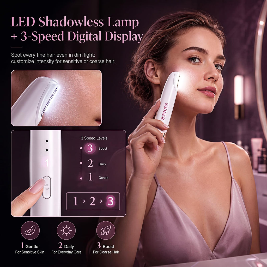 Facial Hair Remover with LED Light W8622
