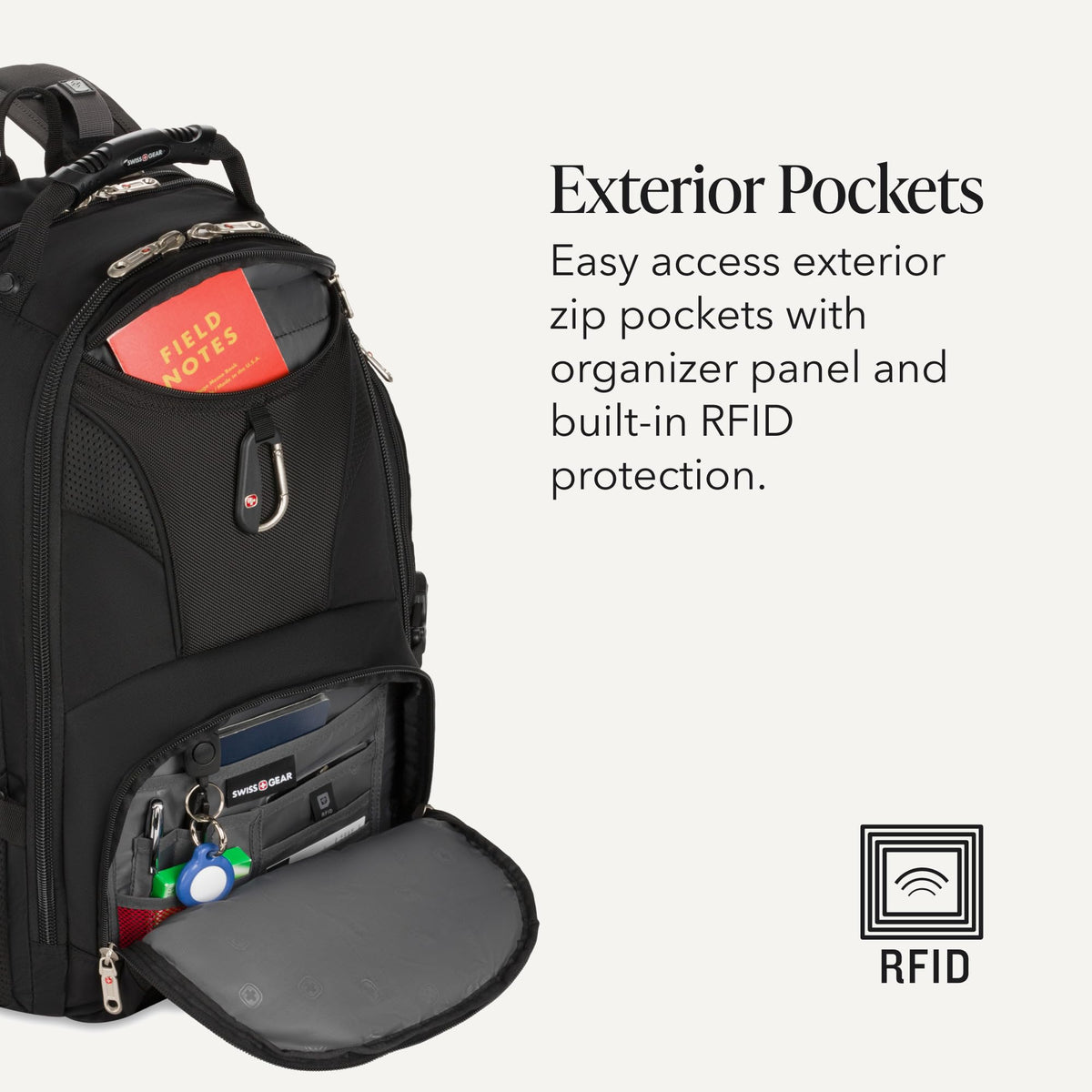 Black 17-Inch Laptop Backpack with Tablet Pocket A7819
