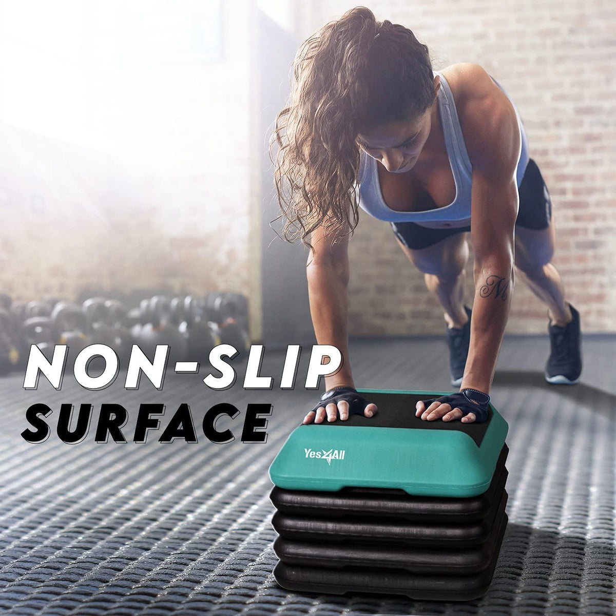 Adjustable Aerobic Step Platform with Stackable Risers Q78955