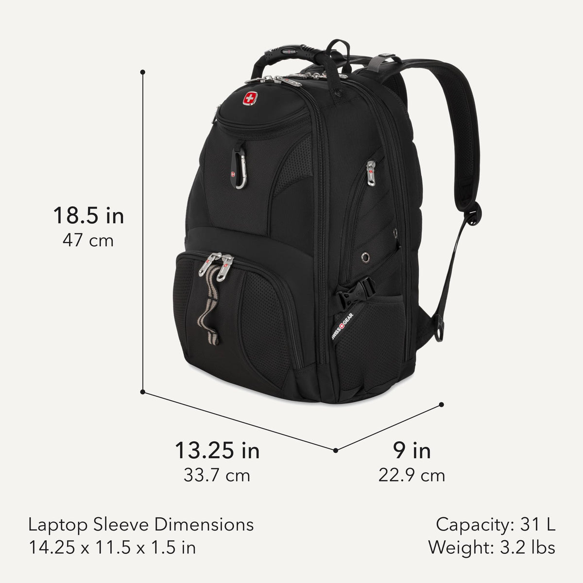 Black 17-Inch Laptop Backpack with Tablet Pocket A7819