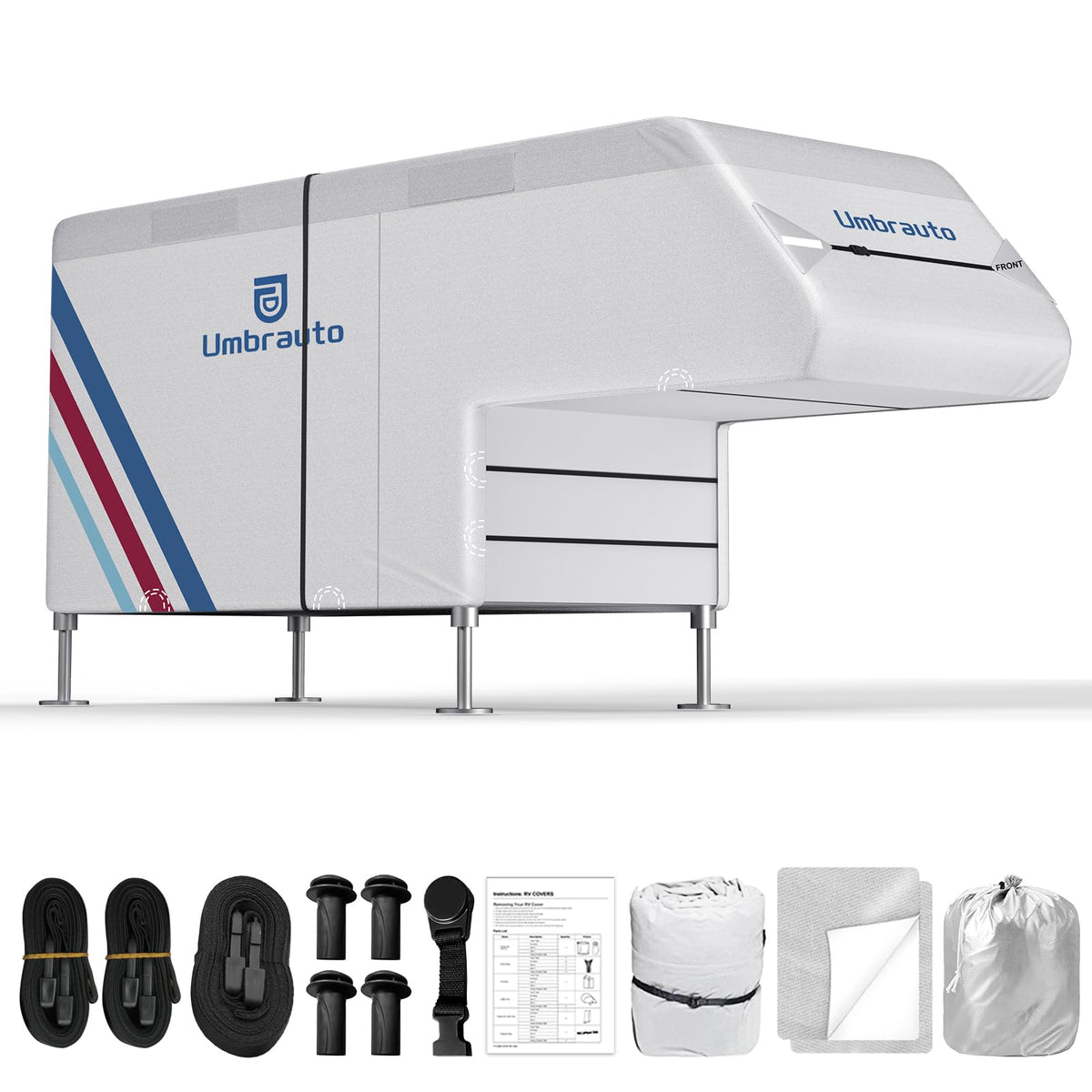 10–12FT Waterproof Oxford Truck Camper Cover with Straps & Air Vents I97481