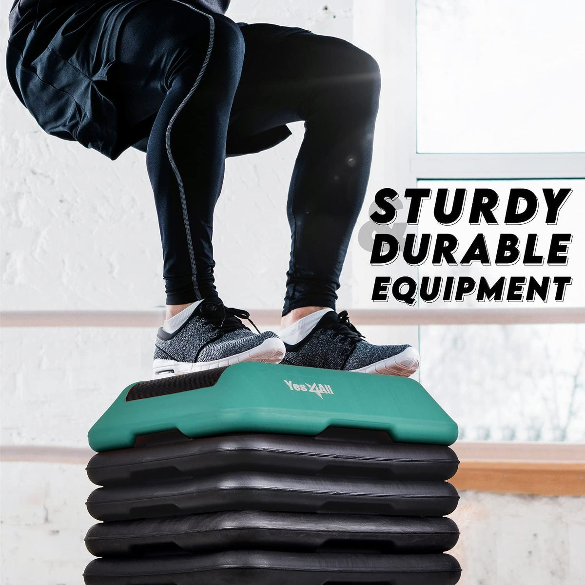 Adjustable Aerobic Step Platform with Stackable Risers Q78955