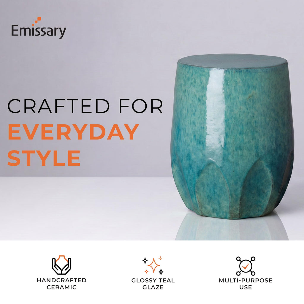 Teal Ceramic Garden Stool H4777