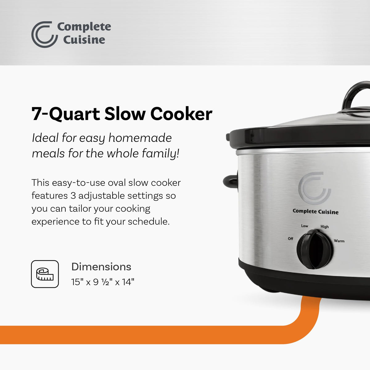7-Quart Oval Stainless-Steel Slow Cooker W238542