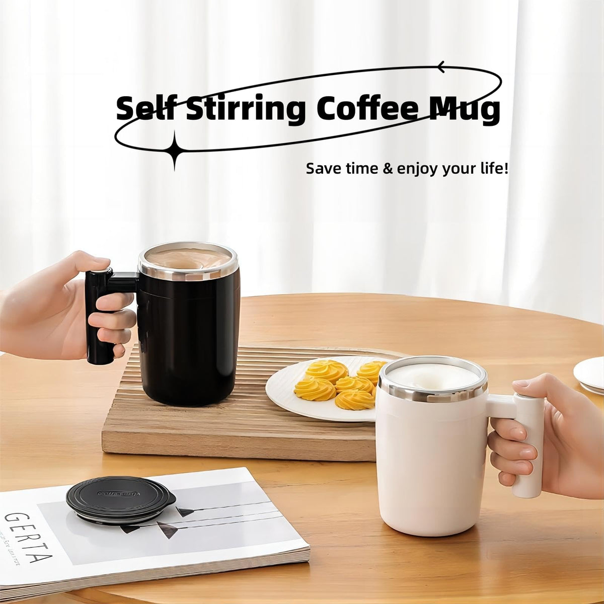 14oz Rechargeable Self Stirring Coffee Mug G8449