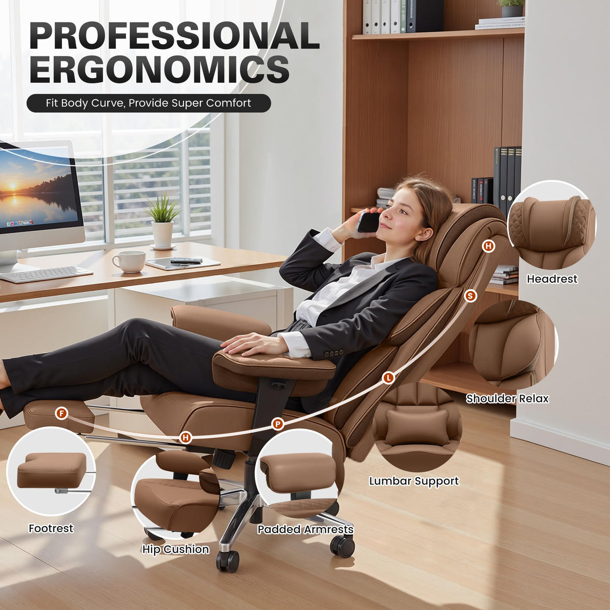 Big and Tall Leather Gaming Chair with Footrest U29164