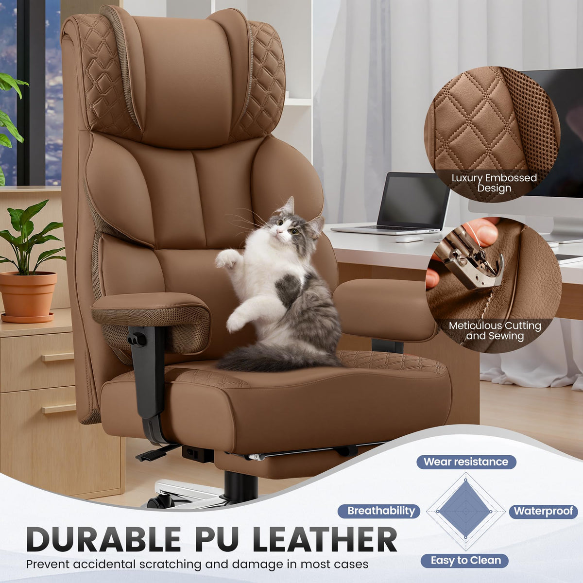 Big and Tall Leather Gaming Chair with Footrest U29164