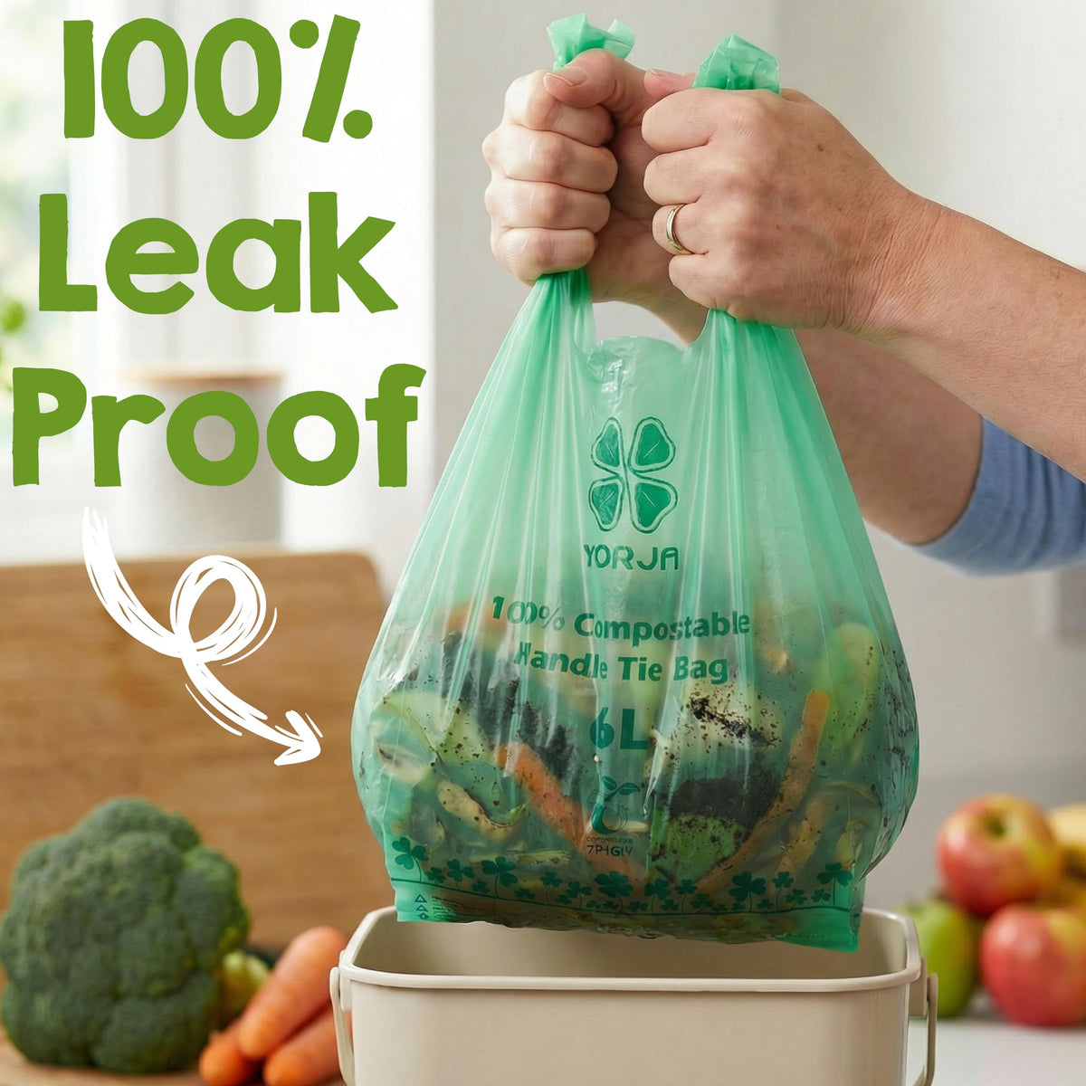 1.6 Gallon Compostable Kitchen Trash Bags D508