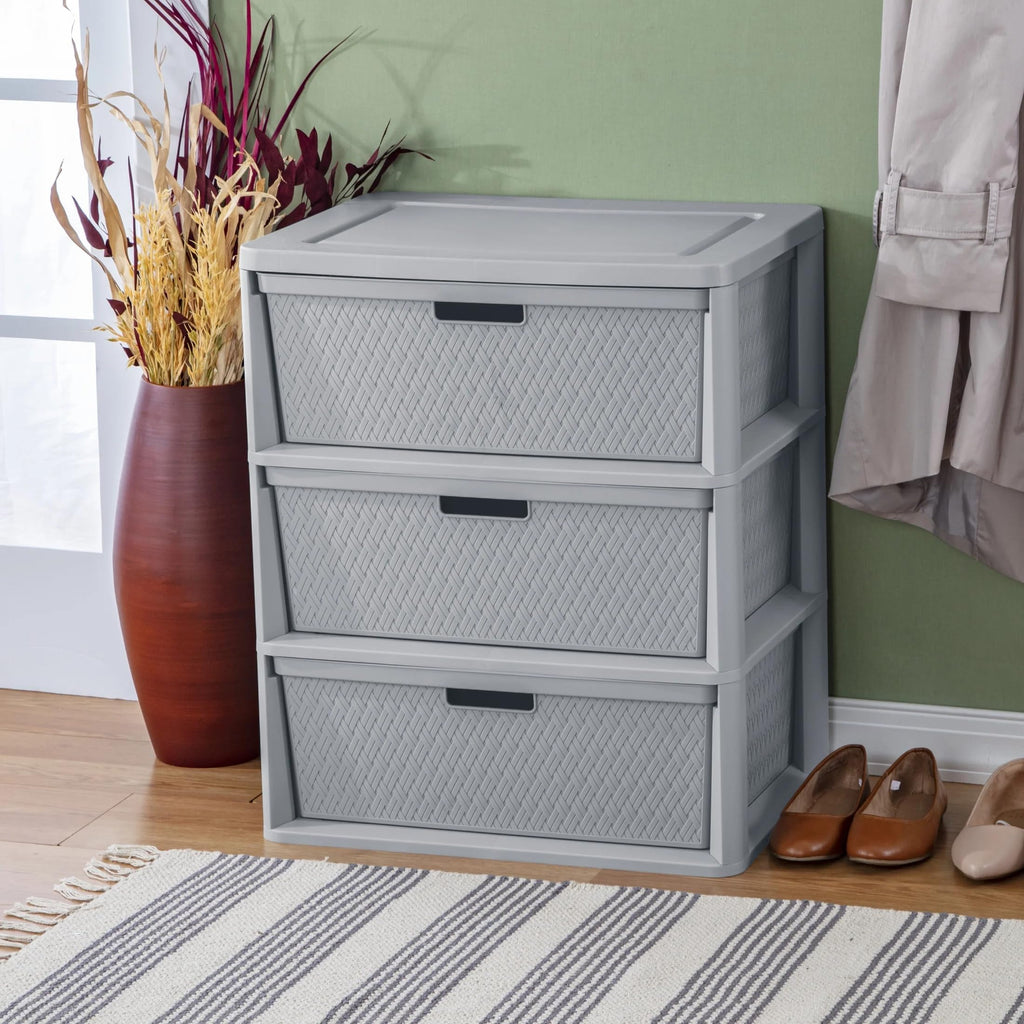 Gray 3 Drawer Storage Tower R188