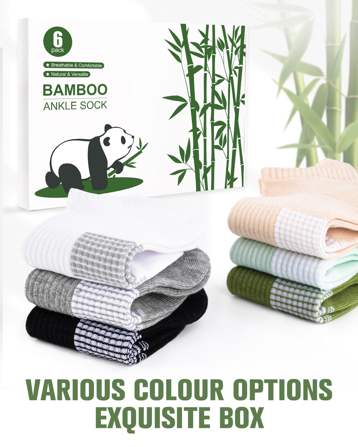 Women's Bamboo Viscose Ankle Socks, 6 Pairs X108