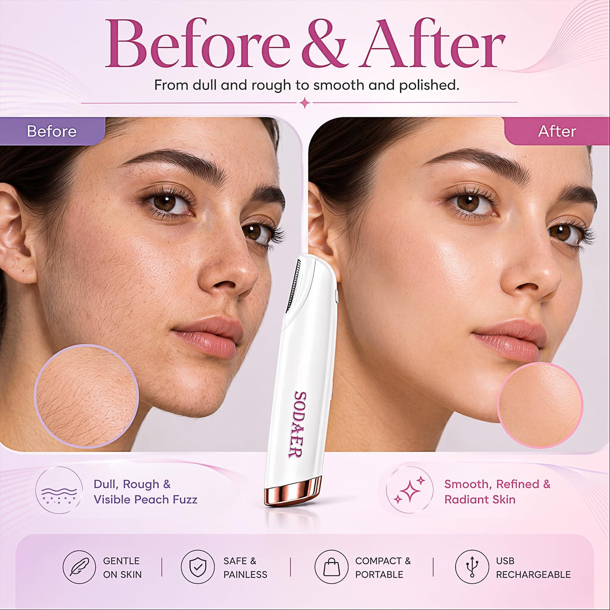 Facial Hair Remover with LED Light W8622