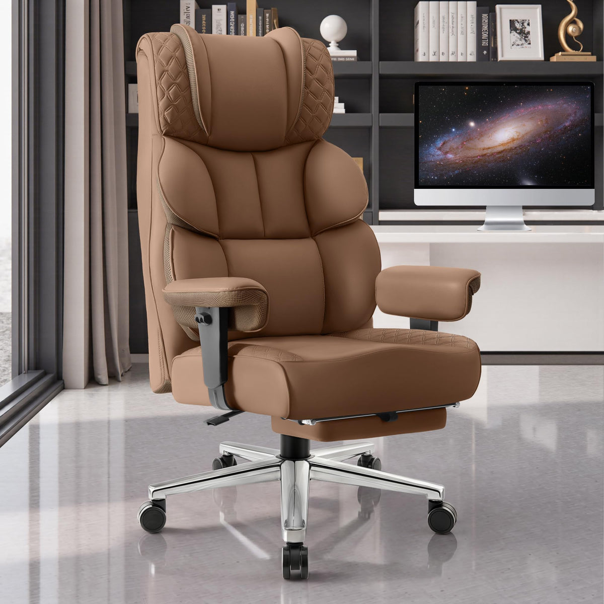 Big and Tall Leather Gaming Chair with Footrest U29164