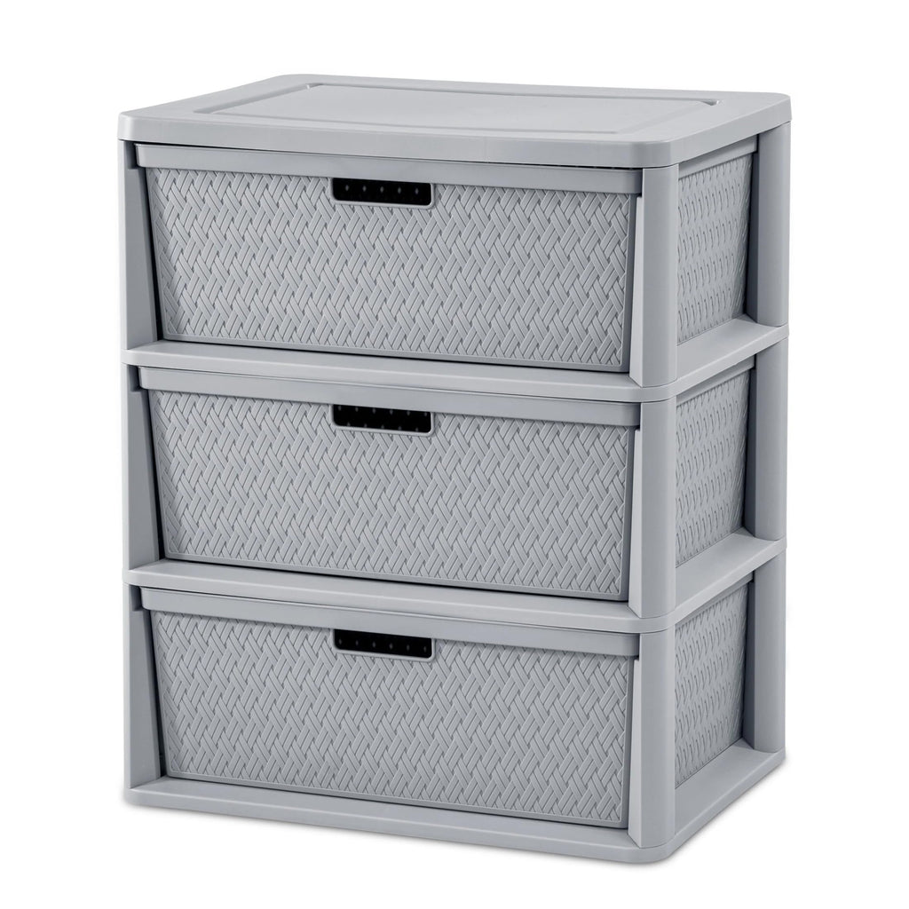 Gray 3 Drawer Storage Tower R188