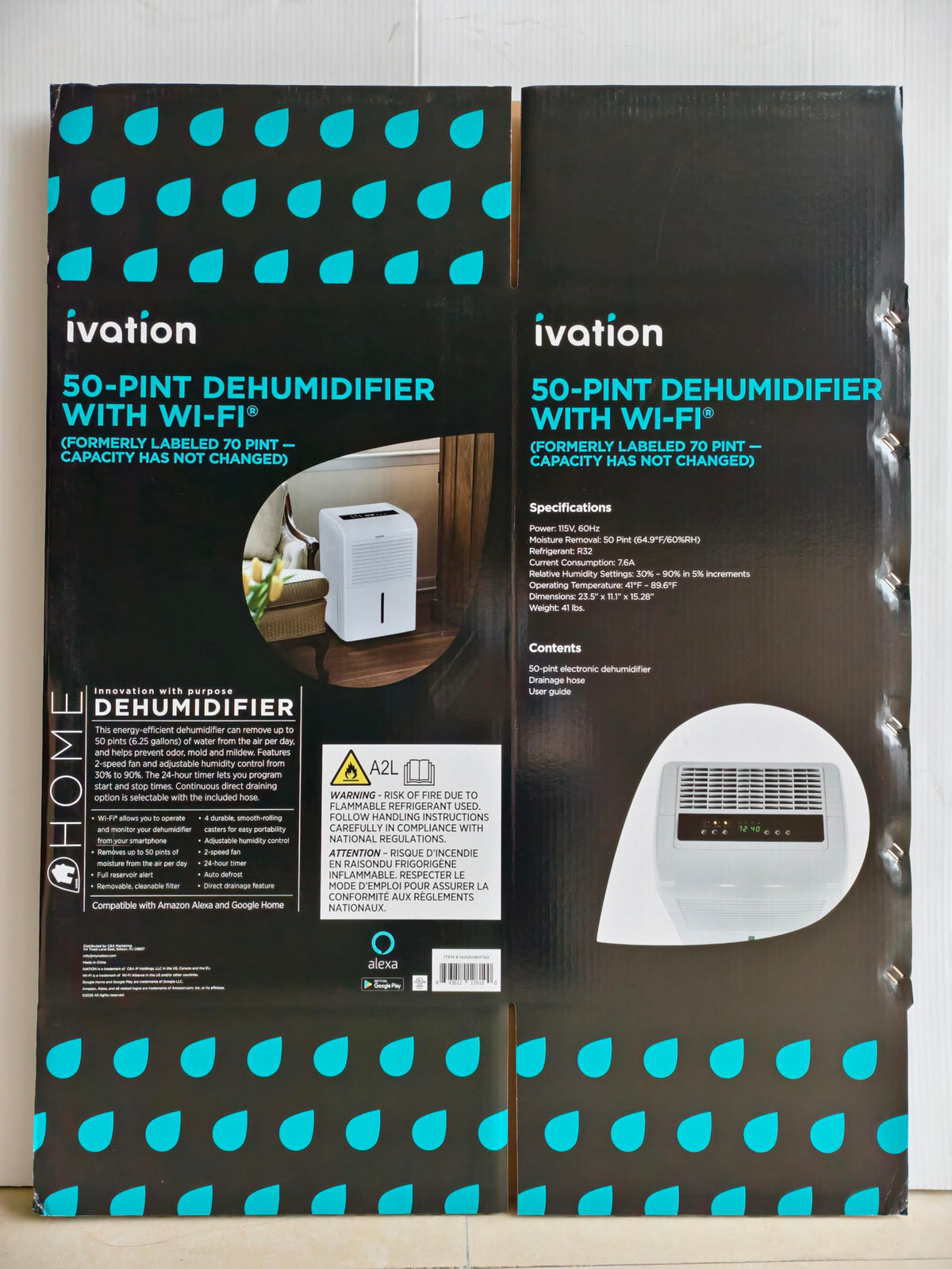 50 Pint Smart Wi-Fi Dehumidifier with Hose V899
