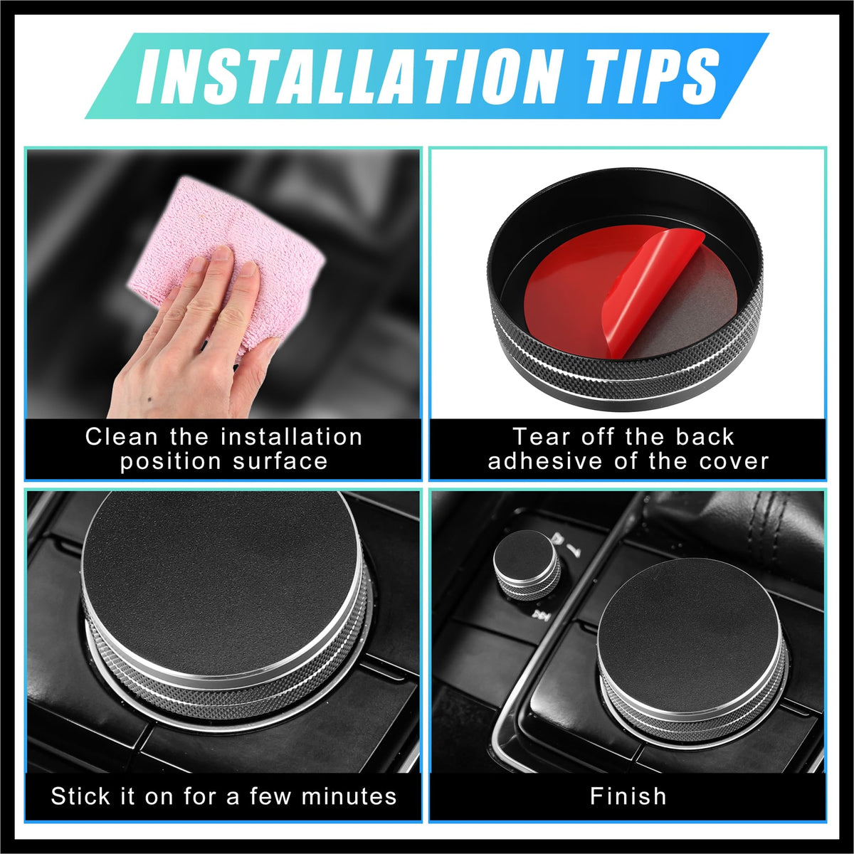 Black Multimedia Volume Knob Caps Decals Stickers Covers U735