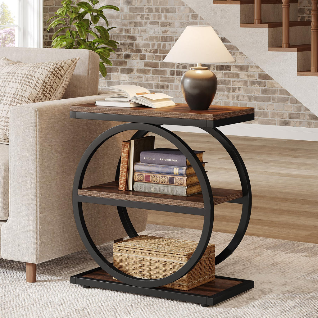 Narrow End Table with 3 Storage Shelves Y603200
